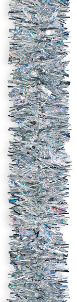 12' Fancy Embossed Laser Silver Tinsel Christmas Garland