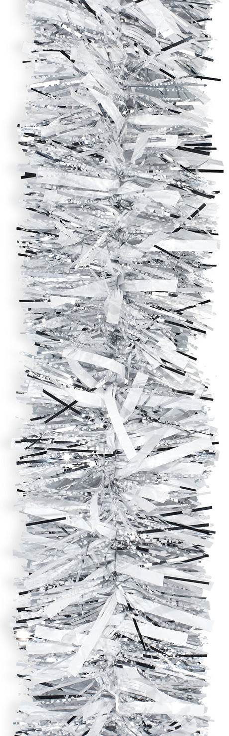 10' Decorator Silver Snowy White Tinsel Christmas Garland