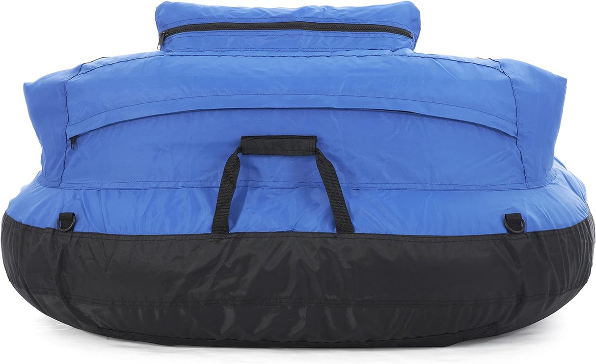 Nylon fabric covered inflatable pool chair.