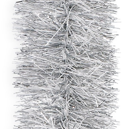 Silver and white decorating tinsel.