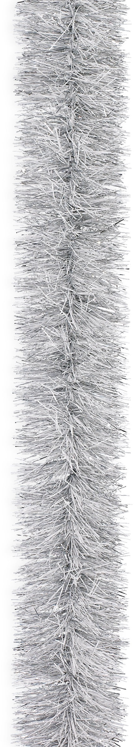 Silver and white decorating tinsel.