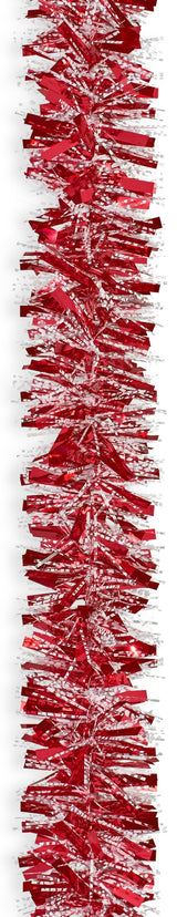 15' Fantasy Snowy Red Tinsel Christmas Garland