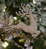 7" Champagne Gold Acrylic Diamond Reindeer Ornament