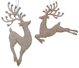 7" Champagne Gold Acrylic Diamond Reindeer Ornament