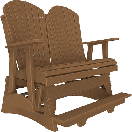 This is an Antique Mahogany colored Adirondack balcony glider bench on a white background.