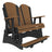 This is an Antique Mahogany and Black colored Adirondack balcony glider bench on a white background.