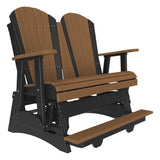 This is an Antique Mahogany and Black colored Adirondack balcony glider bench on a white background.