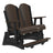 This is a Brazilian Walnut and Black colored Adirondack balcony glider bench on a white background.