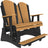 This is a Cedar and Black colored Adirondack balcony glider bench on a white background.