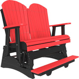 This is a Red and Black colored Adirondack balcony glider bench on a white background.