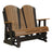 This is an Antique Mahogany and Black colored Adirondack glider bench on a white background.