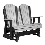 This is a Dove Gray and Black colored Adirondack glider bench on a white background.
