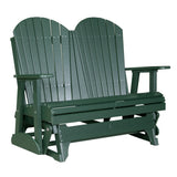 This is a Green colored Adirondack glider bench on a white background.