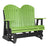 This is a Lime Green and Black colored Adirondack glider bench on a white background.