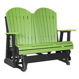 This is a Lime Green and Black colored Adirondack glider bench on a white background.