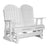 This is a White colored Adirondack glider bench on a white background.
