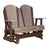 This is a Weatherwood and Chestnut Brown colored Adirondack glider bench on a white background.