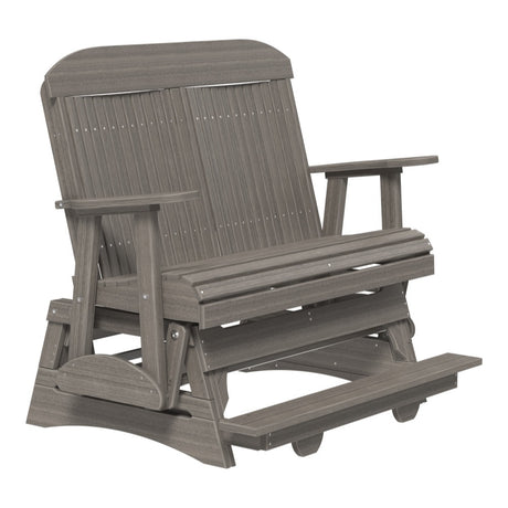 This is the Coastal Gray colored classic balcony glider bench on a white background.