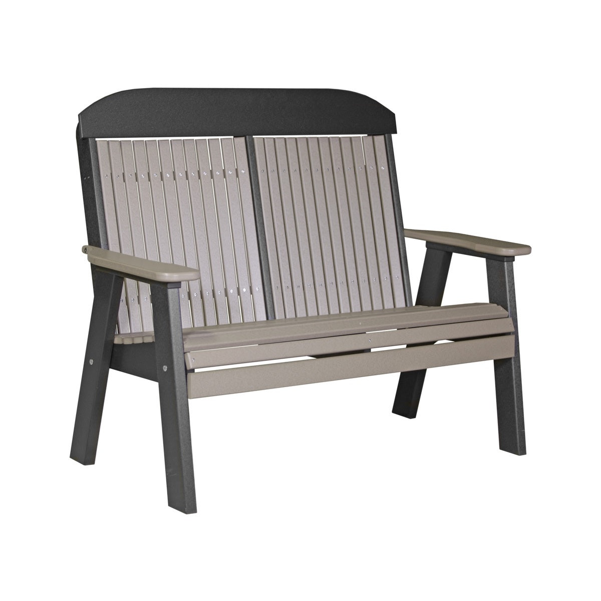This is the Weatherwood and Black colored bench on a white background.
