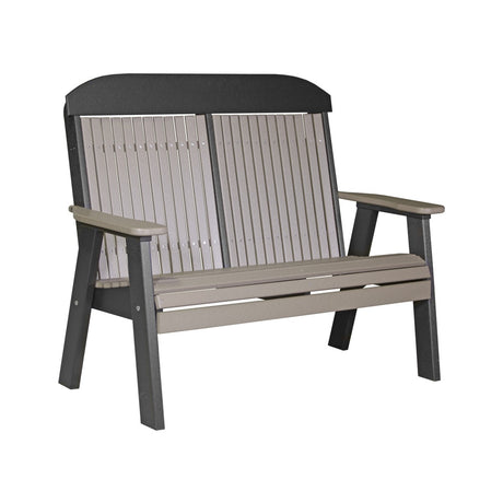This is the Weatherwood and Black colored bench on a white background.