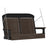 This image shows off the Brazilian Walnut and Black colored Adirondack porch swing on a white background.