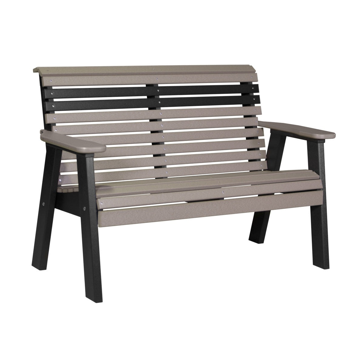 This is the Weatherwood and Black colored bench on a white background.