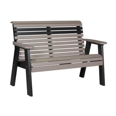 This is the Weatherwood and Black colored bench on a white background.