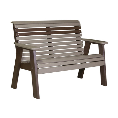 This is the Weatherwood and Chestnut Brown colored bench on a white background.