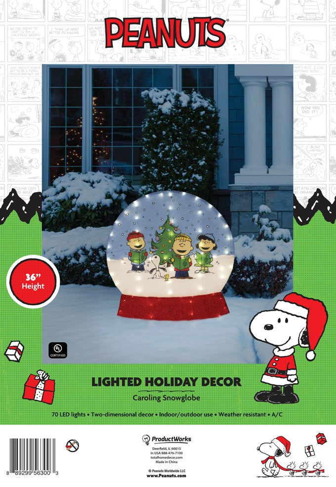 2D Peanuts® Caroling Scene LED Snow Globe Yard Decoration