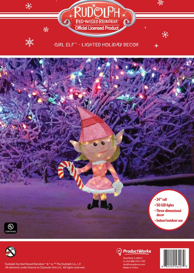 24" Girl Elf Lighted Holiday Decor from Rudolph the Red-Nosed Reindeer