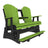 This is a Lime Green and Black colored Adirondack balcony glider bench on a white background.