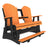 This is a Tangerine and Black colored Adirondack balcony glider bench on a white background.
