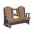 This is an Antique Mahogany and Black colored Adirondack glider bench on a white background.