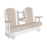 This is a Birch and White colored Adirondack glider bench on a white background.