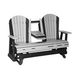 This is a Dove Gray and Black colored Adirondack glider bench on a white background.