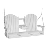 This image shows the White colored Adirondack porch swing on a white background.
