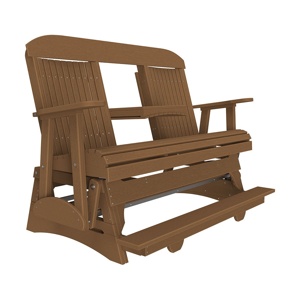 This is the Antique Mahogany colored Classic Balcony Glider bench on a white background.