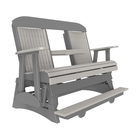 This is the Dove Gray and Slate colored Classic Balcony Glider bench on a white background.