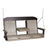This image shows off the Weatherwood and Black colored Adirondack porch swing on a white background.