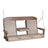 This image shows off the Weatherwood and Chestnut Brown colored Adirondack porch swing on a white background.