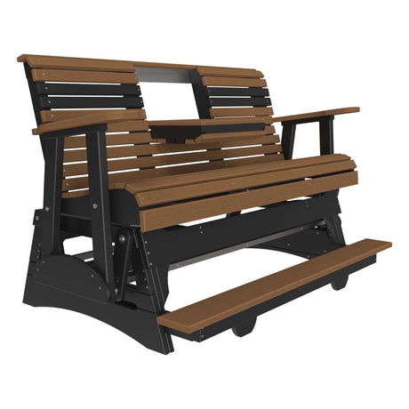 This is the Antique Mahogany and Black colored glider bench on a white background.