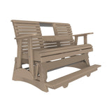 This is the Weatherwood colored glider bench on a white background.