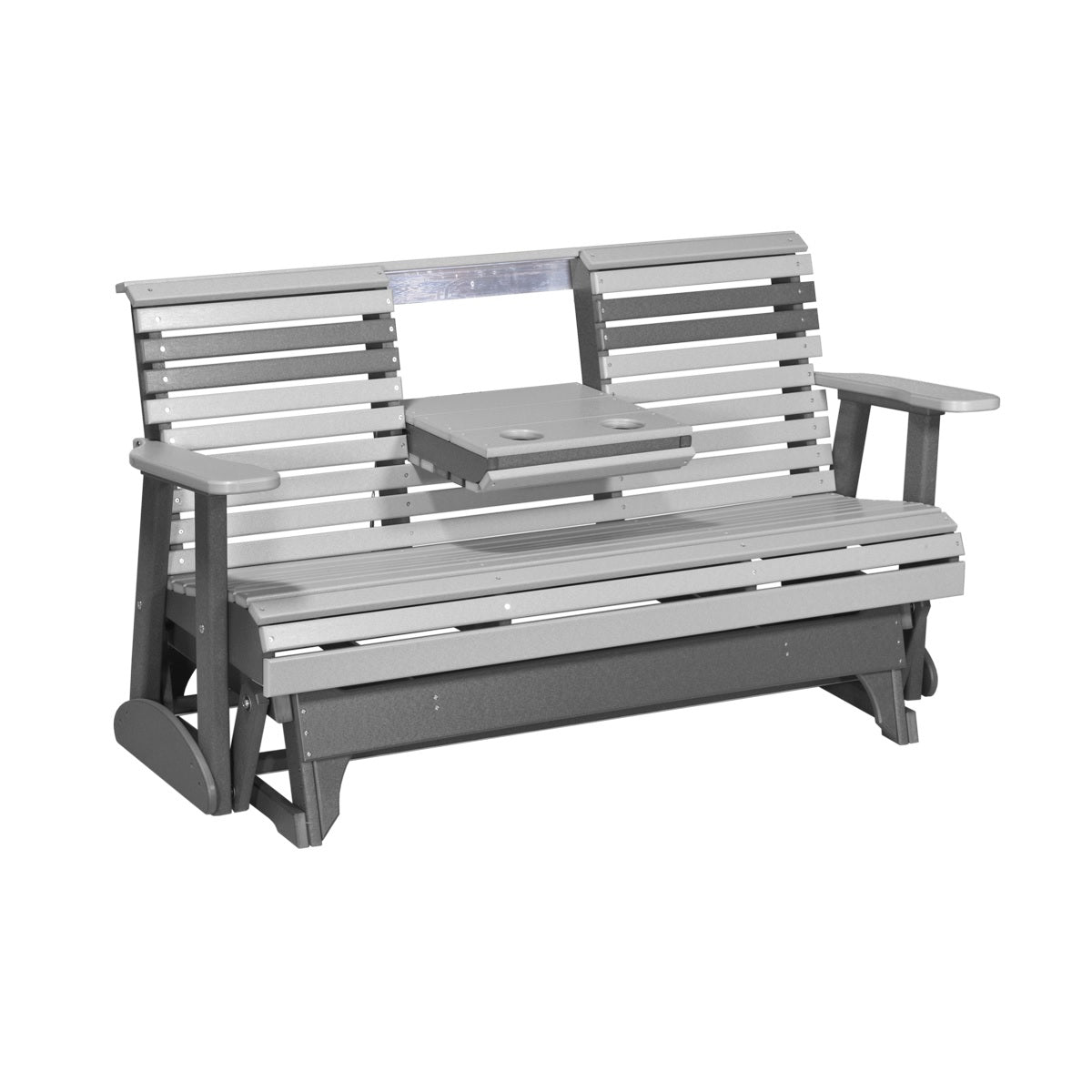 This is the Dove Gray and Slate colored glider bench on a white background.