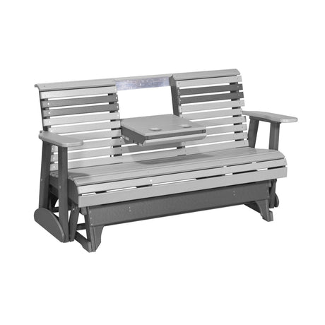 This is the Dove Gray and Slate colored glider bench on a white background.