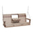 This image shows off the Weatherwood and Chestnut Brown colored Adirondack porch swing on a white background.