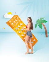 Orange pool mattress.