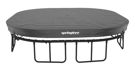 This image shows the large square cover on the trampoline on a white background.