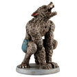 This image shows what this Lemax Spooky Town figurine looks like on a white background. It was designed to look like a werewolf wearing ripped jean shorts. He's hunched over and howling at the sky.