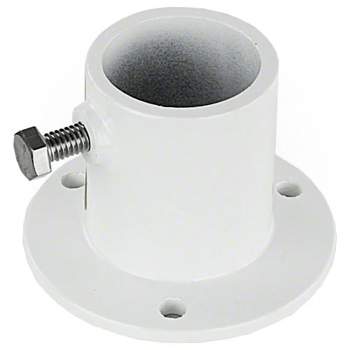 White cast aluminum deck ladder flange.