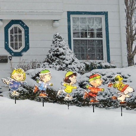 26" Peanuts Skating Christmas Pathway Markers (Set of 5)